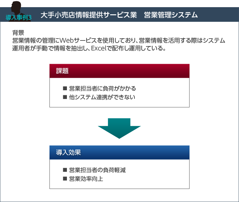 大手小売店情報提供サービス業 営業管理システム